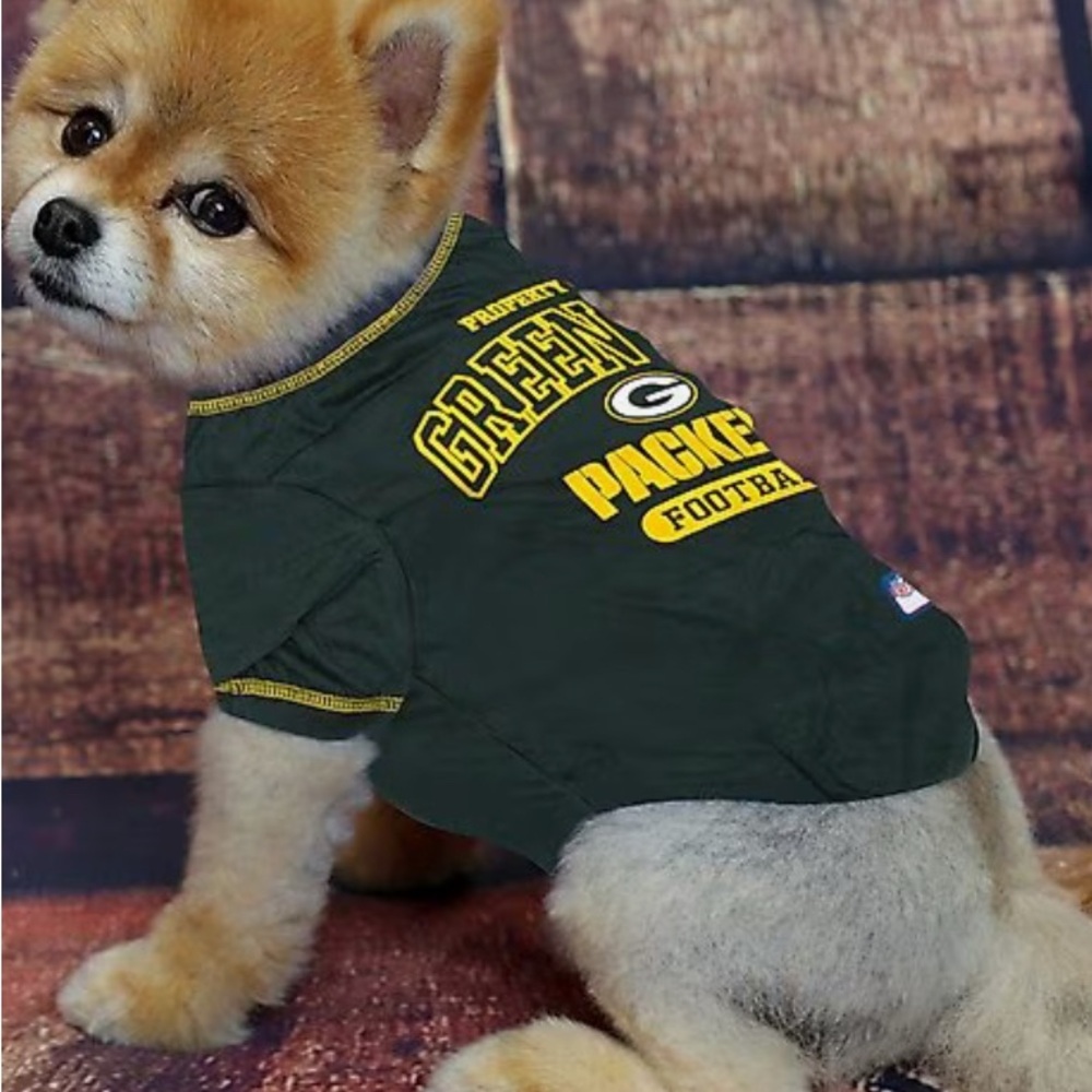 LARGE - NFL Green Bay Packers Dog Shirt w/ Name Tag see photo